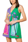 QOS Green & Purple Colorblock Golf Clubs Tank Dress